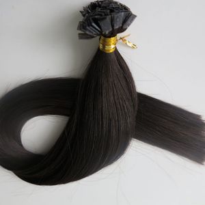 Extensions de cheveux humains à la kératine pré-collés à pointe plate 100g 100 brins 18 20 22 24 pouces # 1B / Off produits capillaires indiens brésiliens noirs