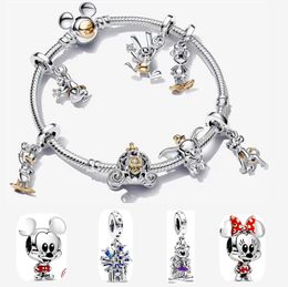 100e anniversaire Mickes Mouse Bracelets Disne Castle Golden Duck Fly Pig Charm DIY Fit Pandoras Bracelet Collier Femmes Designer Bijoux Mode Cadeau De Noël Être