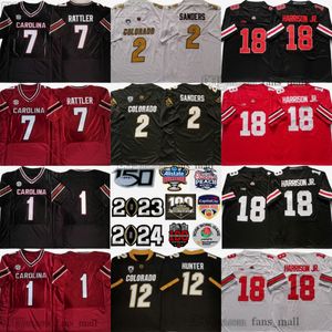 100e Colorado Buffaloes 2 Shedeur Sanders Travis Hunter Jersey NCAA Football Ohio State Buckeyes 18 Marvin Harrison Deebo Samuel Spencer Rattler Jerseys Uniform