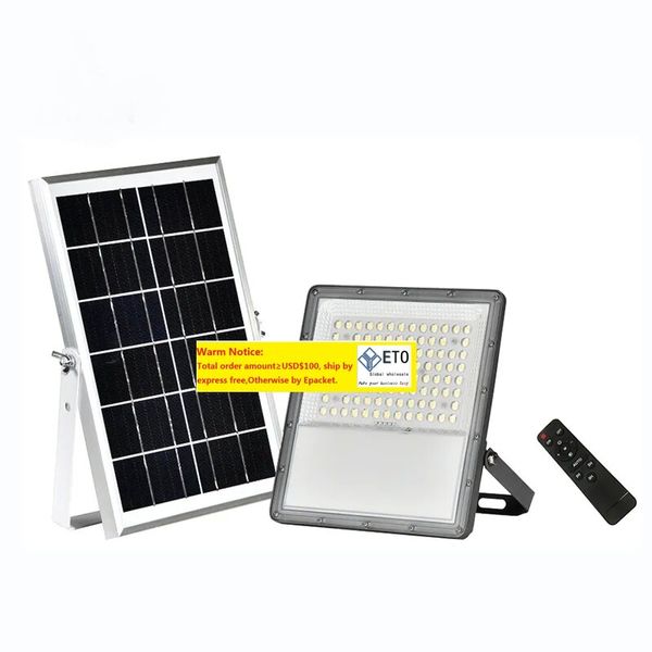 100w 200w 300w 400w luces de inundación solares lente de carcasa de aluminio cuentas LED de alto brillo IP65 Luz de pared de seguridad LED para exteriores Encendido automático Apagado LL