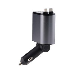 100W 4 en 1 Chargeur de voiture rétractable Câble USB Type C pour iPhone Samsung Fast Charge Corde Cordette Adaptateur Light C8B2