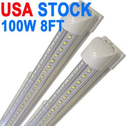 Lampe d'atelier LED 100 W 8 pieds, 10 000 lm, 6 500 K, blanc super brillant, plafonnier connectable, tube LED T8 intégré en forme de V, pour établis, armoires, USA crestech