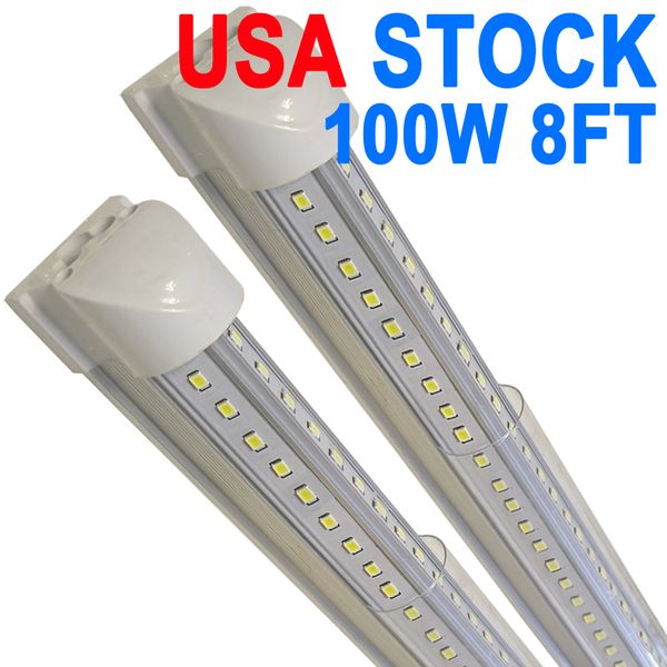 Crestech USA Lampe de magasin LED 100 W 2,4 m, 10 000 lm, 6 500 K, blanc super brillant, plafonnier connectable, tube LED T8 intégré en forme de V pour armoire d'établi