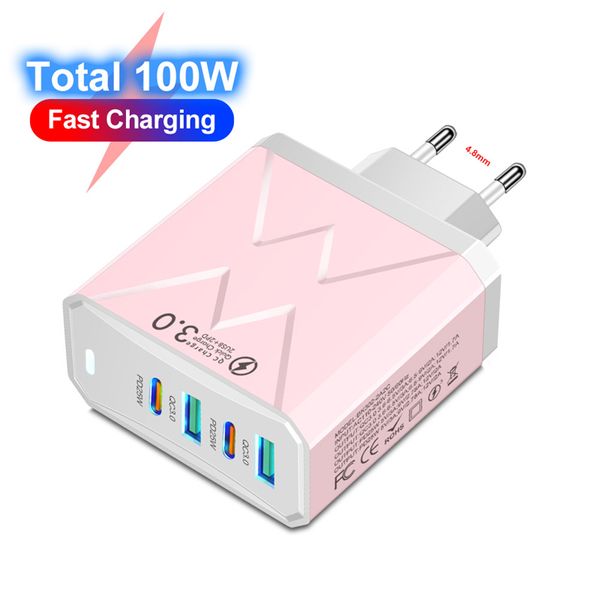 100W Dual Type C Chargeur rapide Charge rapide QC 3.0 PD USB C Adaptateur de chargeur mural EU KR US UK POUR