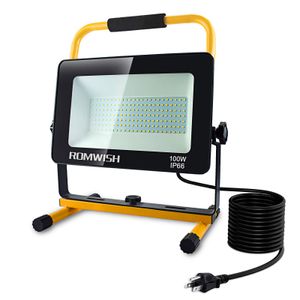 100W LED Work Light 10000lm Super Bright Flood Light 2 helderheidsmodi IP66 Waterdicht 16.4ft Breder Cord 5000K Daglicht draagbare werklichten met stand voor workshop