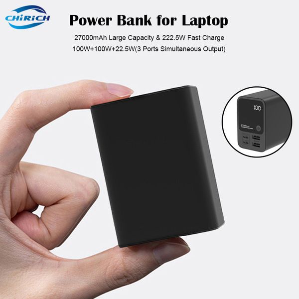 100W Power Bank 27000mAH PORTABLE POWERBANK TYPE C PD PACK DE BATTLE EXTÉRAVEUR DE CHARGE FAST POUR IPHONE XIAOMI Téléphone mobile pour ordinateur portable