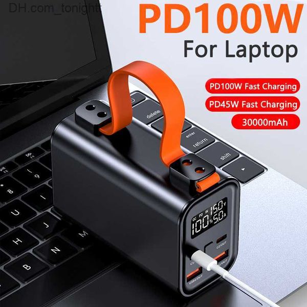 100W Super rapide charge batterie externe 30000mAh pour ordinateur portable Powerbank pour 14 13 iPad Samsung Poverbank Q230826