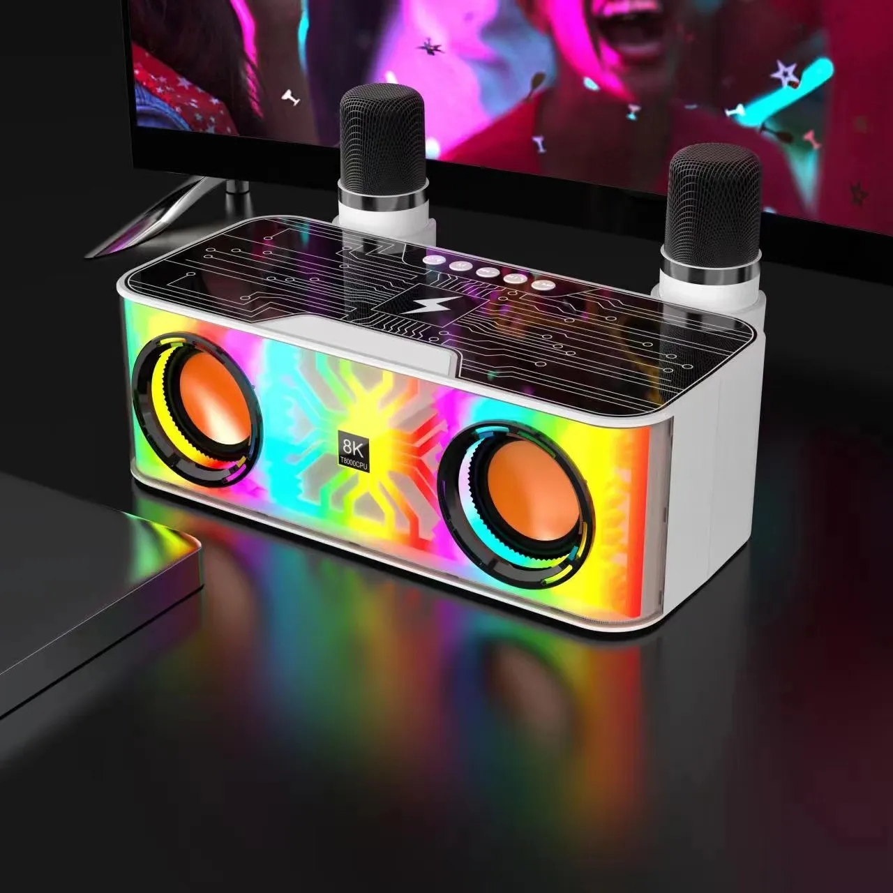 Wireless charging Bluetooth speaker RGB light Mecha red computer home Bluetooth audio outdoor singing song R230909