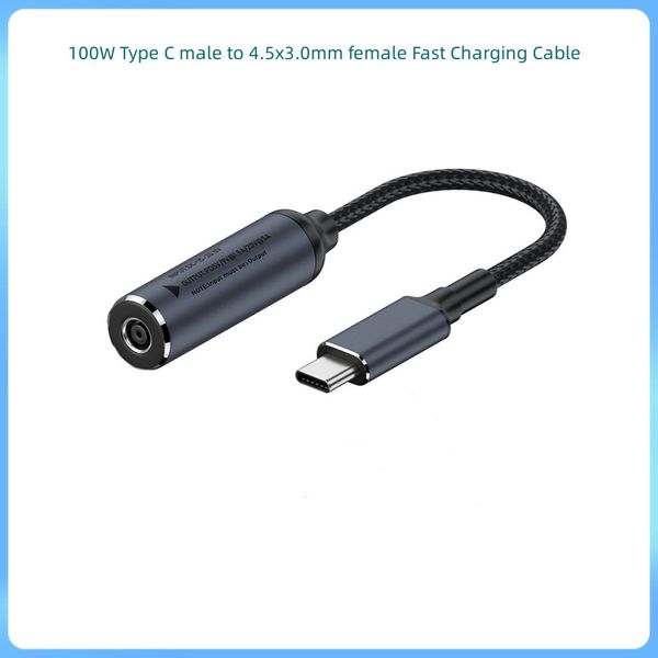 Câble de charge rapide 100W Type C mâle à 4.5x3.0mm femelle, convertisseur de prise USB C PD pour chargeur d'ordinateur portable et de téléphone portable