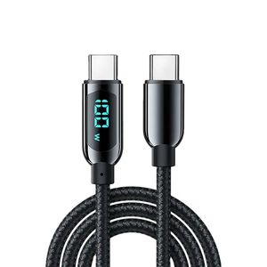 100W USB C naar USB C-kabel Snel opladen nylon gevlochten kabel met LED-display voor iOS, Android, lPad, MacBook, Samsung en enz.
