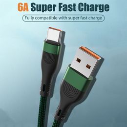 Cables de teléfono de carga USB tipo C de 100W, cargador rápido 6A, cable trenzado de nailon duradero Extra largo para Samsung S20 Huawei Xiaomi