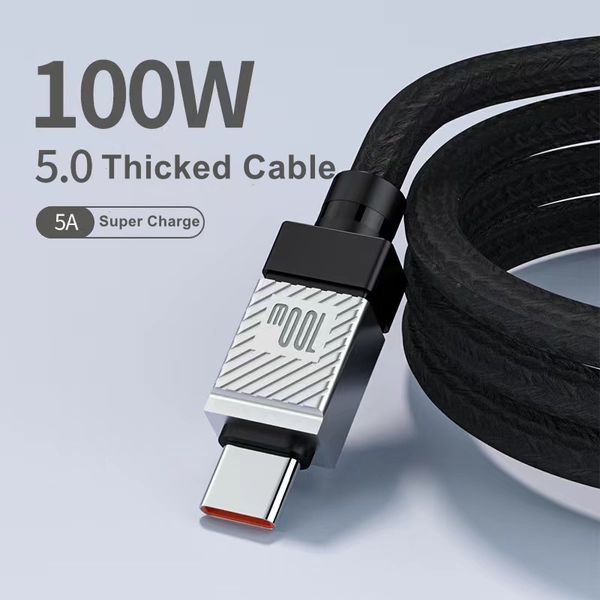 Câble USB Type C 100W Câble de charge ultra rapide Câble de chargeur USB C épaissi Cordon de données pour Samsung Realme Huawei P30 Pro Oneplus Poco F3
