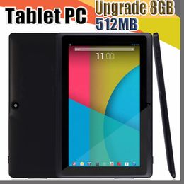 50X tabletas baratas wifi 7 pulgadas 512MB Actualización 8GB ROM A33 Quad Core Allwinner Android 4.4 Tableta capacitiva PC Cámara dual facebook Q88 A-7PB