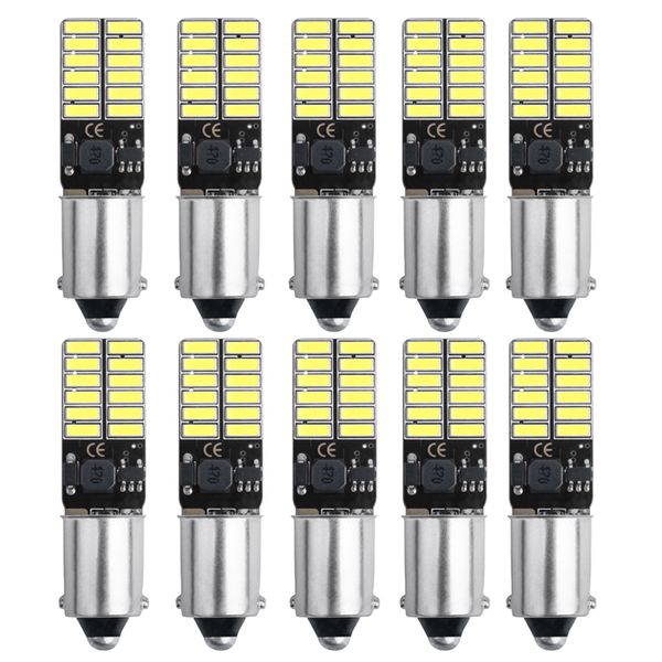 Ampoules LED Canbus 100X BA9S T4W T11, Canbus 4014 24 SMD, lampes de lecture intérieures sans erreur, feu de stationnement de voiture, ampoules de plaque d'immatriculation blanches 12V