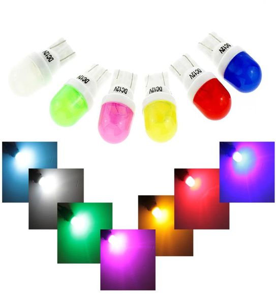 Bulles LED en céramique 100x T10, blanc, bleu glace, vert, rose, vert, jaune, 12V, lampe latérale de porte de voiture, ampoule 2802946