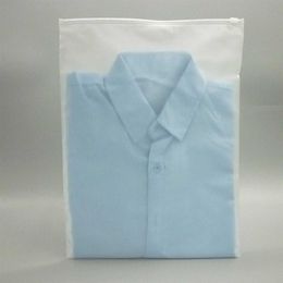 100X Zip lock Zipper Top bolsas de plástico esmerilado para ropa Camiseta Falda bolsa de almacenamiento de embalaje al por menor impresión personalizada Y0712259u