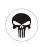 white ground black skull head