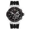 Silver case black dial black rubber