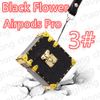 3 # Black Flower Aripods Pro-hoesje