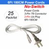2Pin 6Ft 180cm Power Cords NO Switch