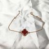 Rose Gold-Large Clover Armband Red Ch