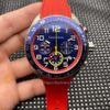 Style 2 Blue Dial (Red Curved Strap)