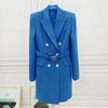 로얄 블루 롱 재킷 스커트