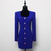 Blue Squre Neck Short Short Dress (1)