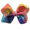5 inch sequin rainbow hair bow