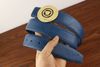 gold buckle blue