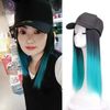 black to blue straight hair+black hat