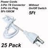 5Ft 3Pin US Power Cords Without Switch