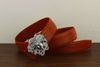 silver buckle red