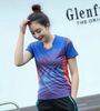 women blue shirt