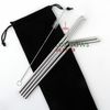 4 Silver straws + 1 brush + 1 black sack