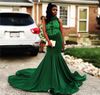 Yousef Aljasmi 2018 High Neck Prom Dresses with Detachable Train Modest
