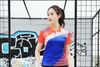 women orange shirt