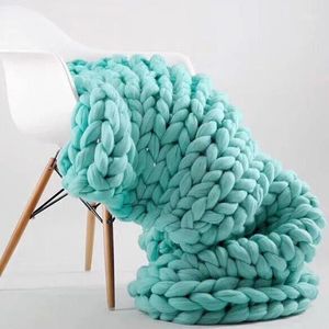 100x180 cm mode hand gebreide deken dik garen merino wol omvangrijke breien gooi dekens dikke gebreide deken1