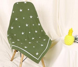 100x80cm INS Simple bébé infantile tricoté panier couverture été climatisation enfant en bas âge literie couette nouveau-né super doux emmaillotage couvertures enveloppantes étoiles imprimer