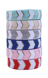 100yardsRoll 58quot Foil doré Chevron Pliant sur élastique brillant pour les bandeaux élastiques liés à cheveux accessoires de coiffure 7222731