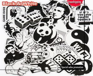 101 pièces autocollant noir et blanc Snowboard voiture style traîneau boîte bagages réfrigérateur jouet vinyle décalque décor à la maison bricolage Cool Stickers7247346