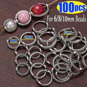 10100pcs Cadre ronde antique Round Perle enveloppée Connect Rings Spacers Sliver à travers le Bracelet de bricolage de perles de trou pour la fabrication de bijoux 240408