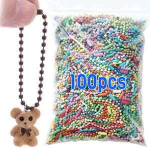 10100pcs Les chaînes de perles à billes colorées s'adaptent à Key ChaindollsLabel Connecteur à main pour le bracelet de bricolage Bijoux de fabrication accessoire 240425