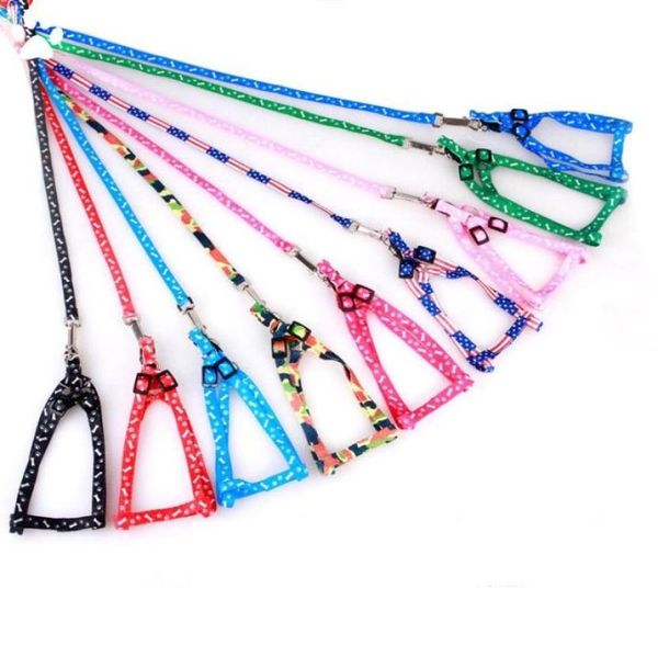 10120cm Harnais de chien Laisses Bébé Teethers Jouets Nylon Imprimé Réglable Pet Chiot Chat Animaux Accessoires Collier Corde Cravate Coll1293458