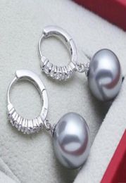 1012 mm ronde marineblauwe Zuidzee parel oorbellen 925 Pendientes oorbellen voor vrouwen Sterlingsilverjewelry9684155