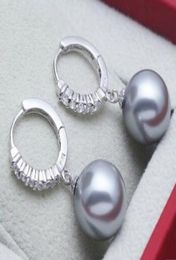 1012 mm ronde marineblauwe Zuidzee Pearl -oorbellen 925 Pendientes oorbellen voor vrouwen Sterlingsilverjewelry9579543