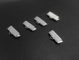 1013152025mmm metalen sieraden maken Eind Crimp Ribbon Cord End Clasps Silver Tone Sieraden Bevindingen Component Accessoires7474777