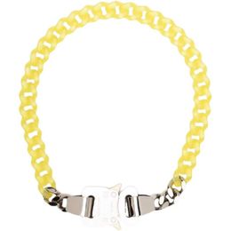 1017 ALYX 9SM couleur PVC Transparent chaîne cubaine serrure en métal collier européen et américain Simple mode Hip Hop bijoux 298W