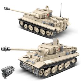 1018pcs Tiger 131 Modèle de char militaire Blocs de construction WW2 Armée allemande Soldat Arme Chars lourds Briques Jouets pour enfants Garçons X0902