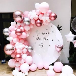 101pcs / set Pastel Rose Gold Pink Balloon Garland Arch Kit Aniversario Fiesta de cumpleaños Decoraciones Globo Adulto Baby Shower Girl T247V